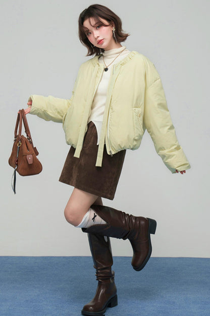 リボンショートダウンジャケット