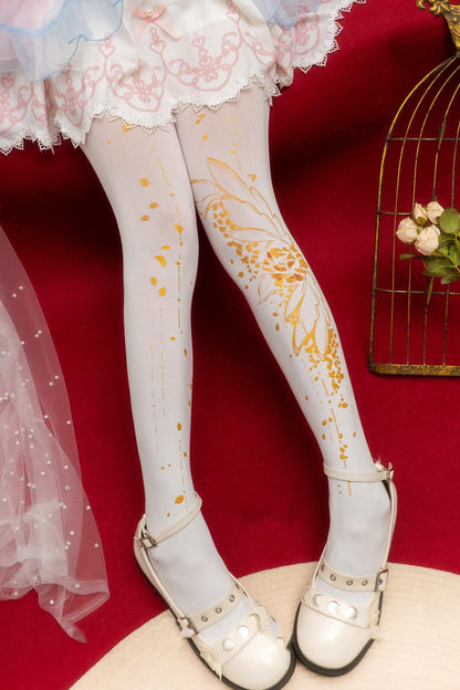 Gothische transparente Strumpfhose mit Schmetterlingsmotiv