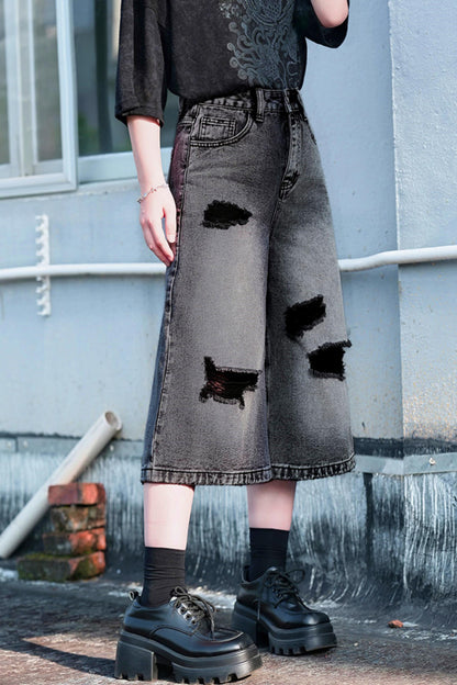 Ruins Street Distressed Denim Pants
