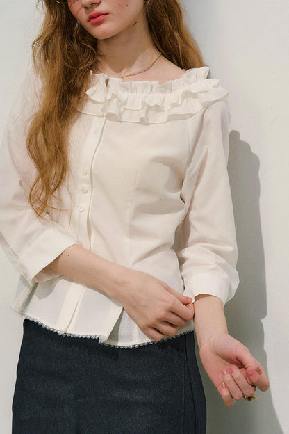 러브 프릴 레이스 블라우스