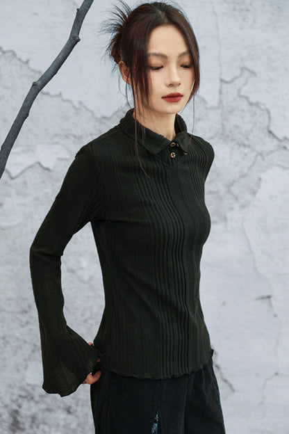 トゥーウェイカラーニットトップ