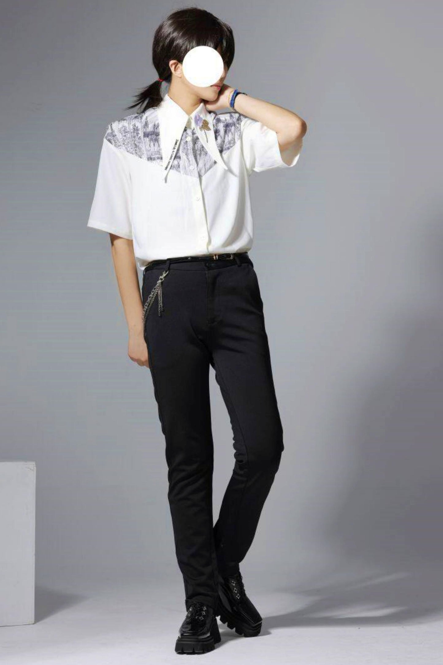 Gothic Arch Print Big Collar Design Shirt