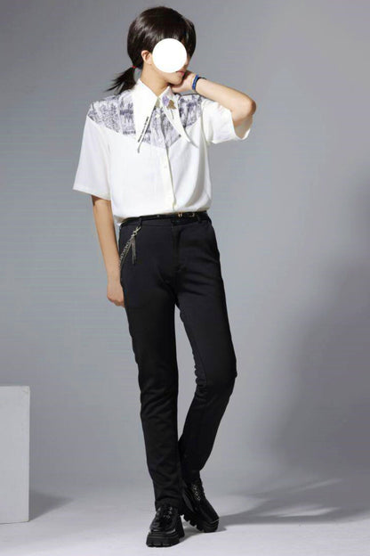 Gothic Arch Print Big Collar Design Shirt