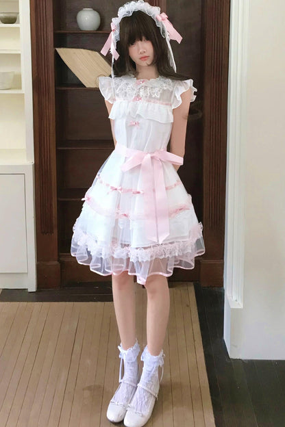Vestido de tul con volante de ángel