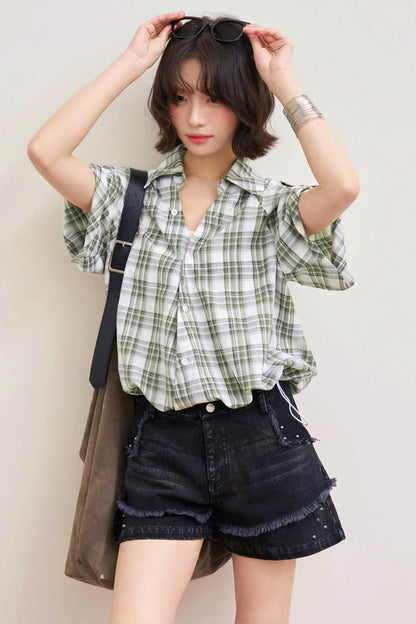 Retro Plaid Design Shirt