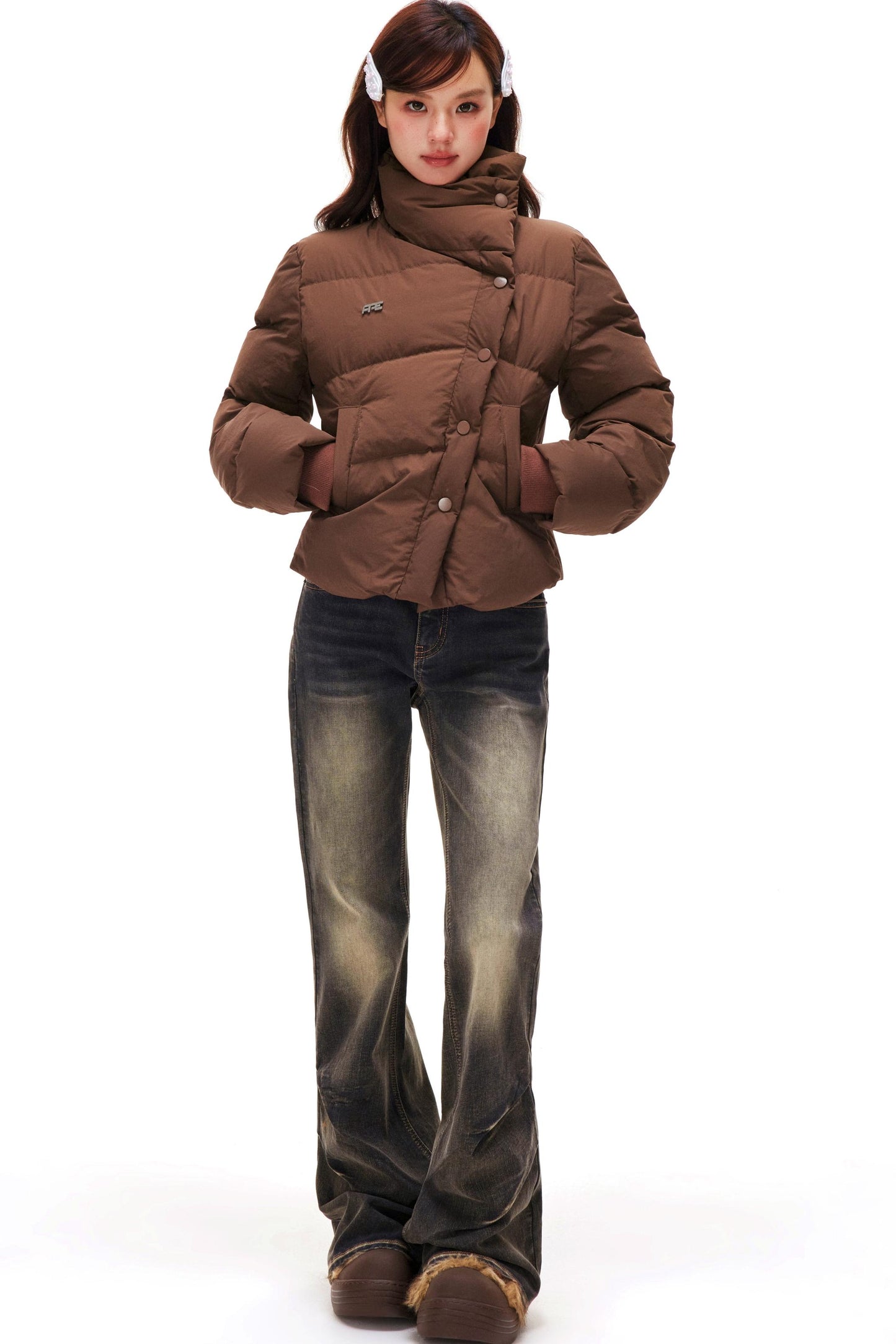 American Retro Stand Collar Down Jacket