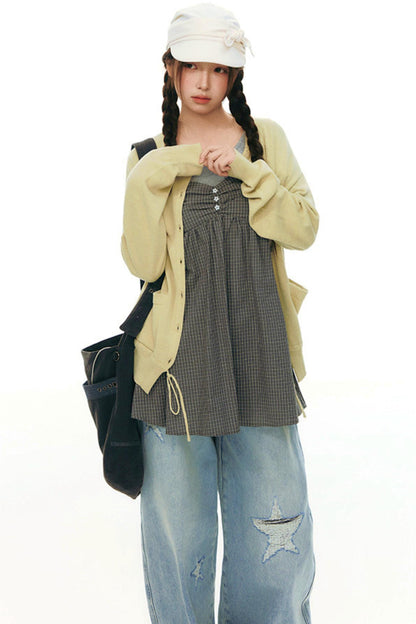 Cardigan in maglia con coulisse