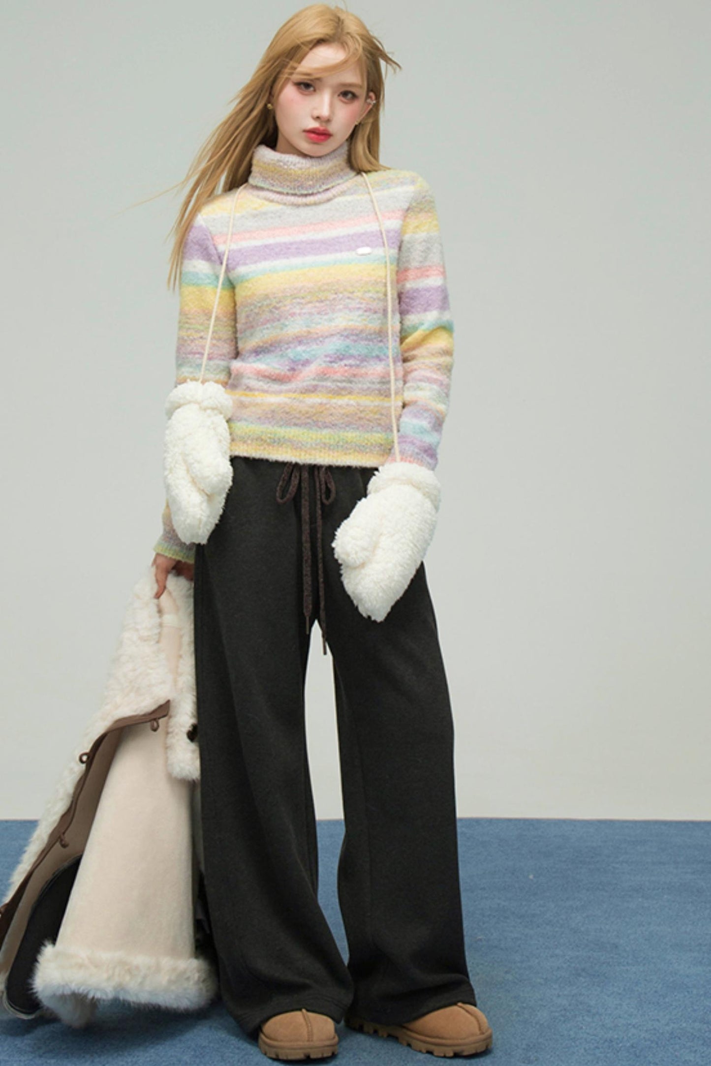 レインボーグラデーションストライプドセーター