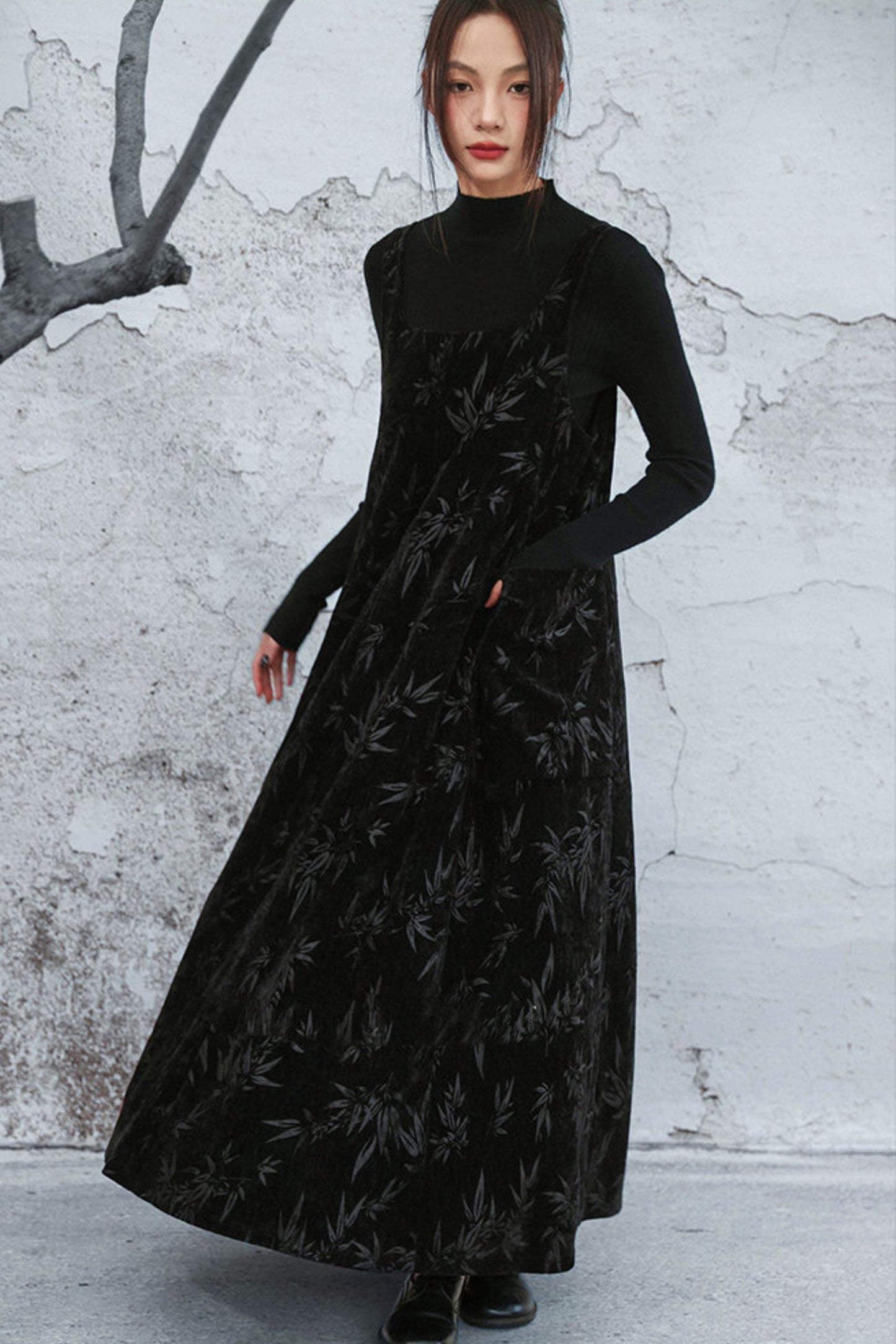 シェニールダークパターンドレス