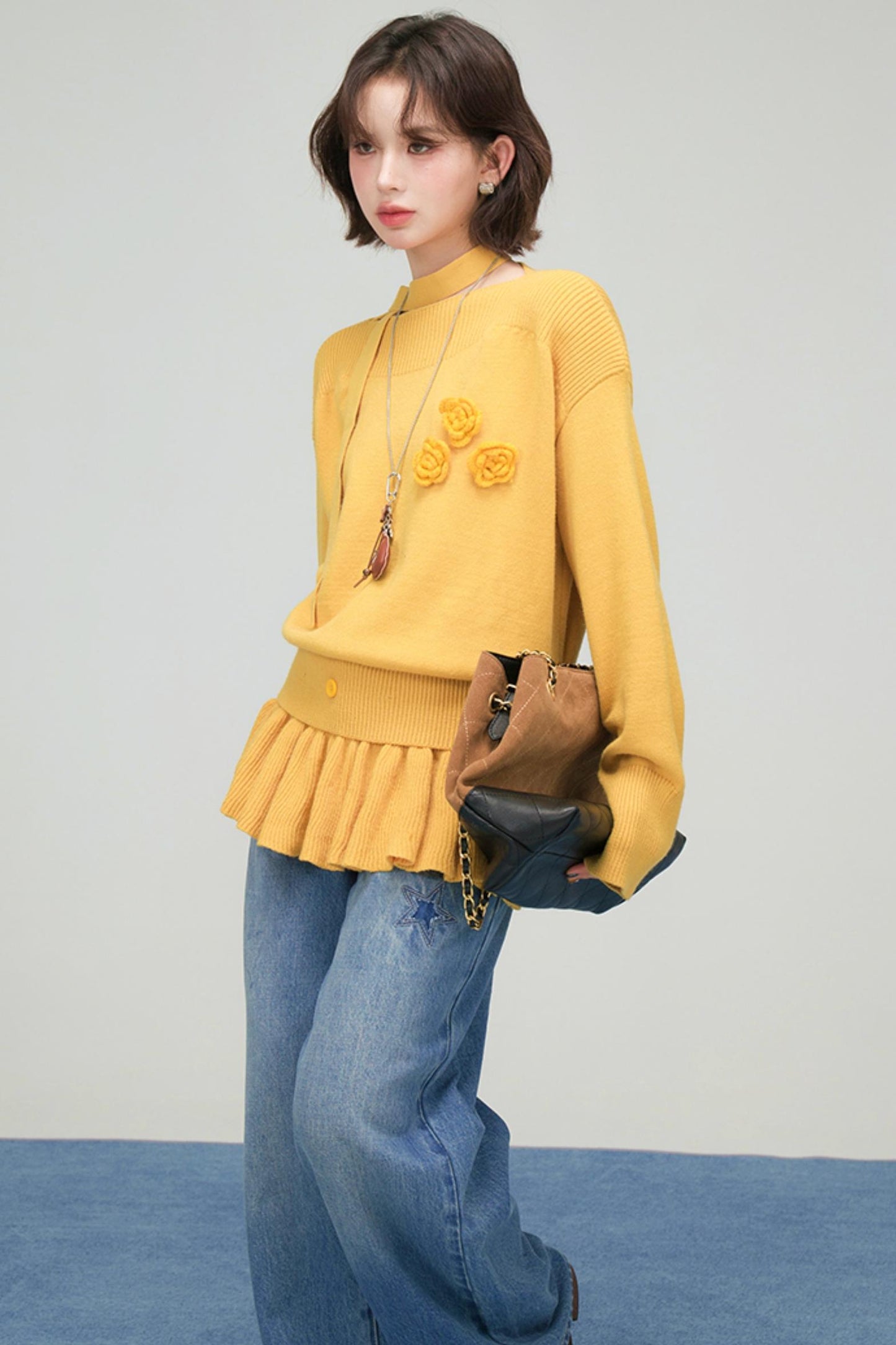 レトロポイントフラワーニット