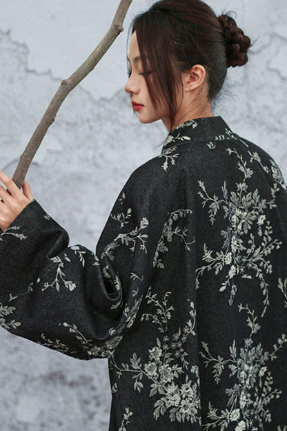 Chinese Denim Jacquard Cardigan