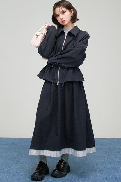 ディープシーブルージャケットスカートセット