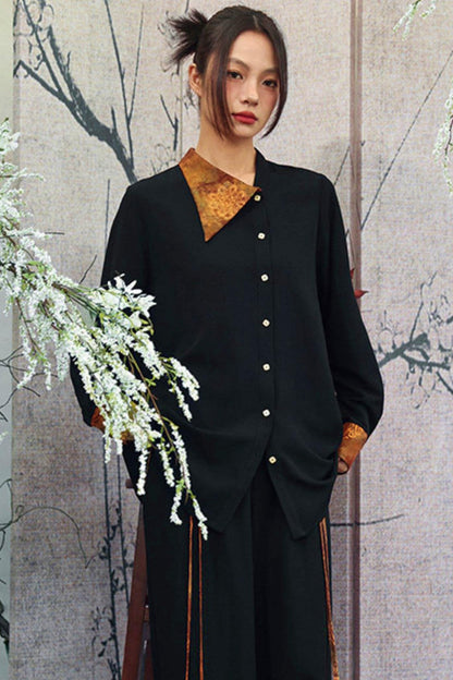 Goldener Drache Diagonal Kragenhemd