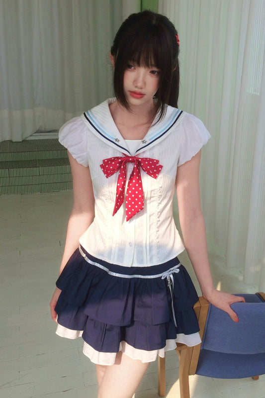 セーラートップス＋ドットスカート