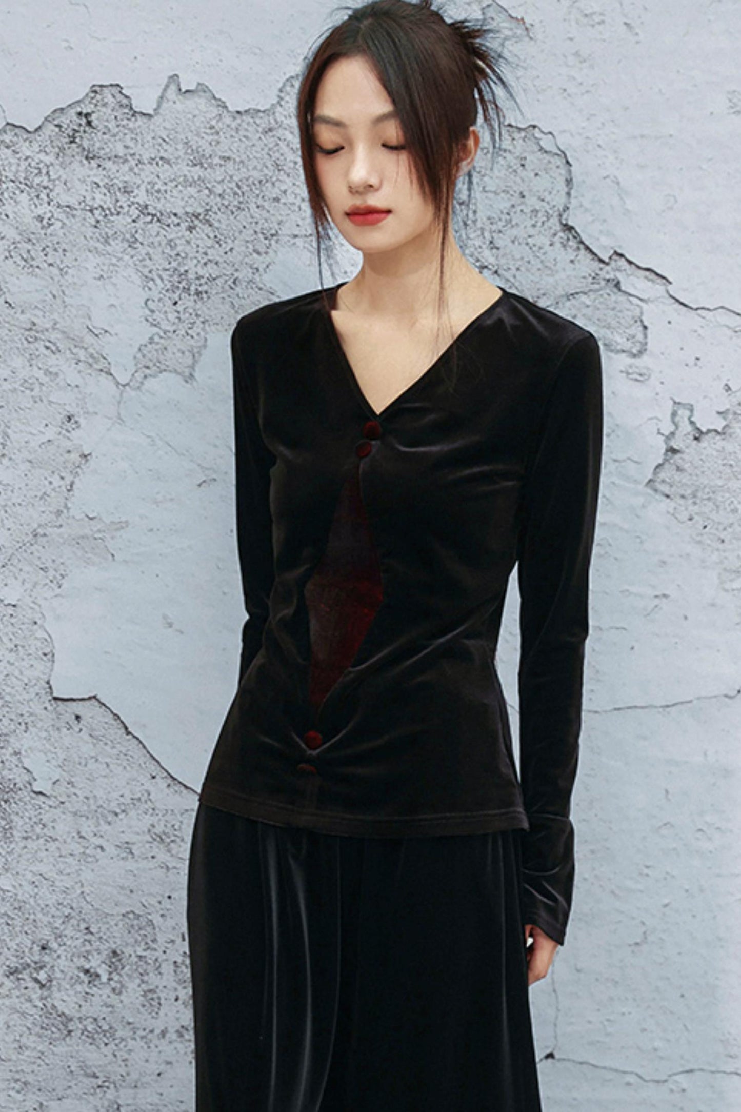 ゴシックベルベットベルスリーブブラウス