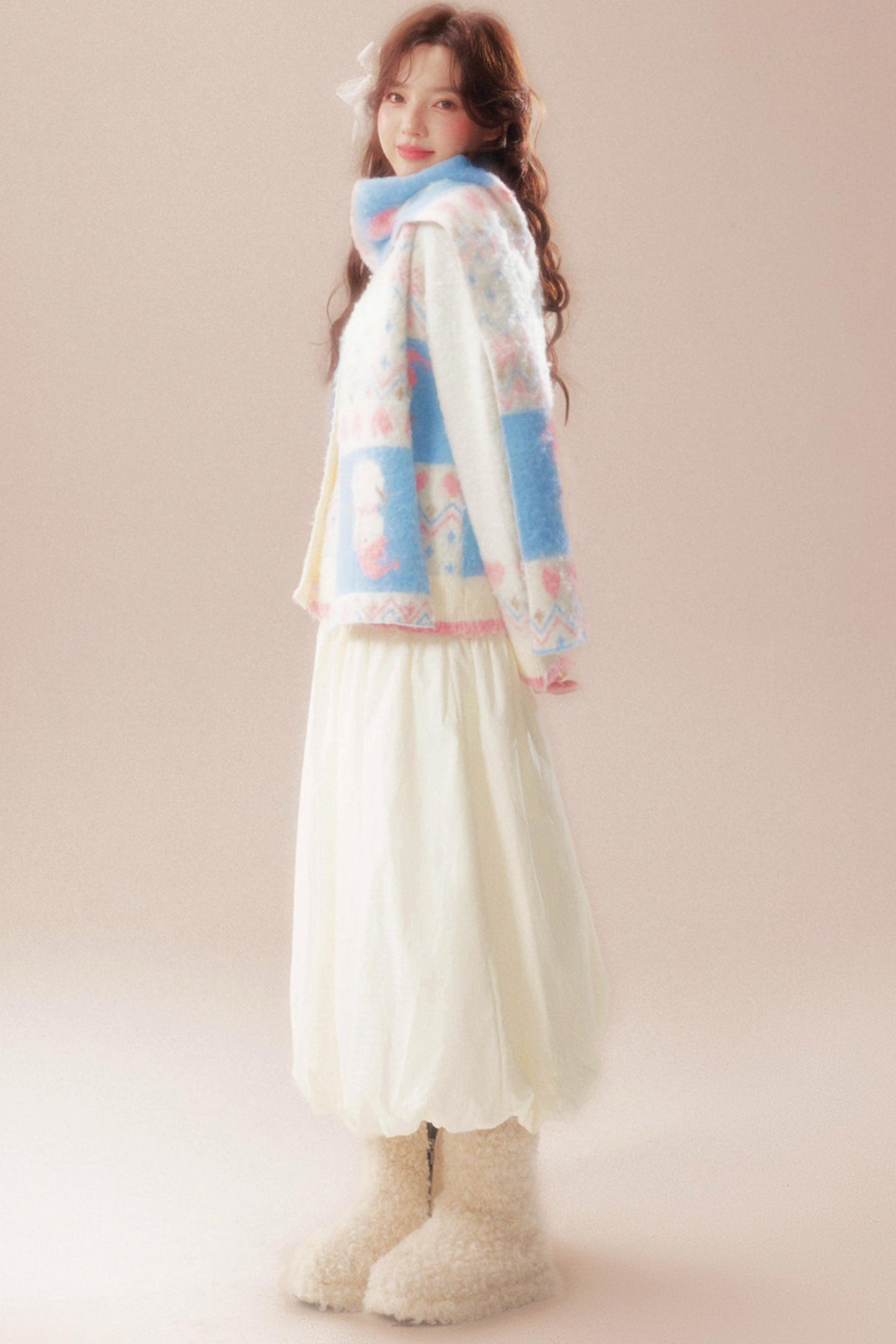 Sweet Fair Isle Sweater Cardigan + Scarf