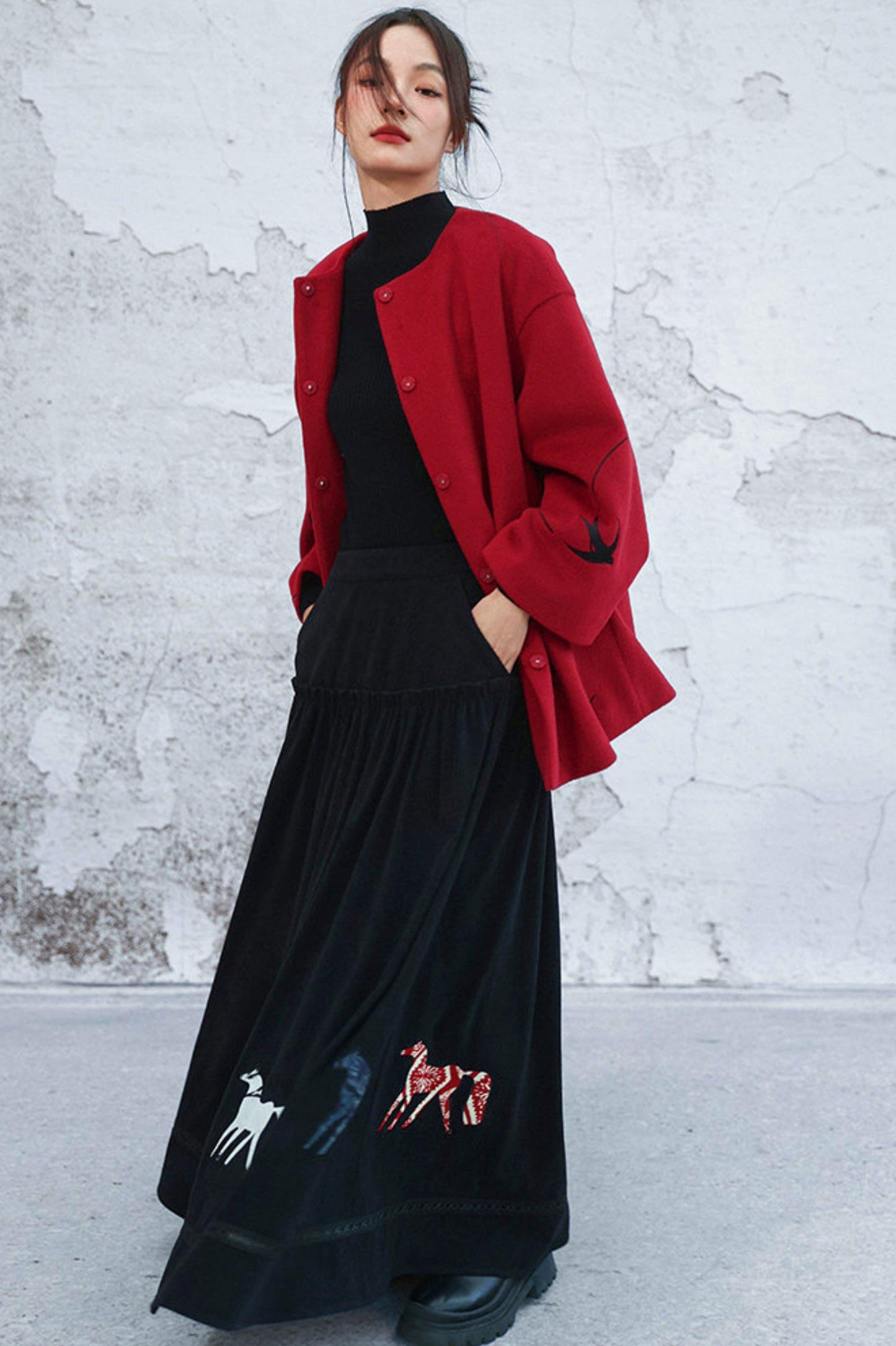 Fayan Embroidered Wool Coat