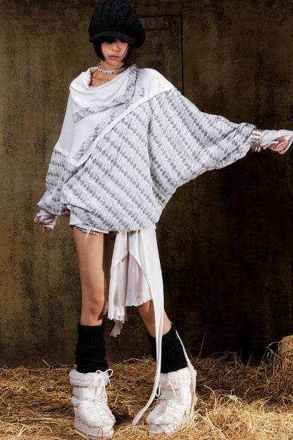 Stacked Collar Batwing Top