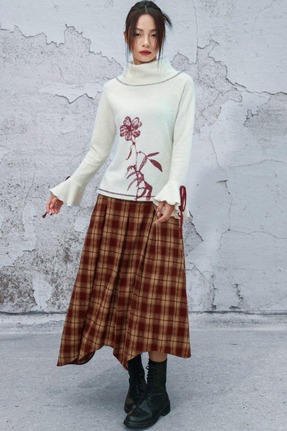 ダブルウエスティッドプラッドスカート