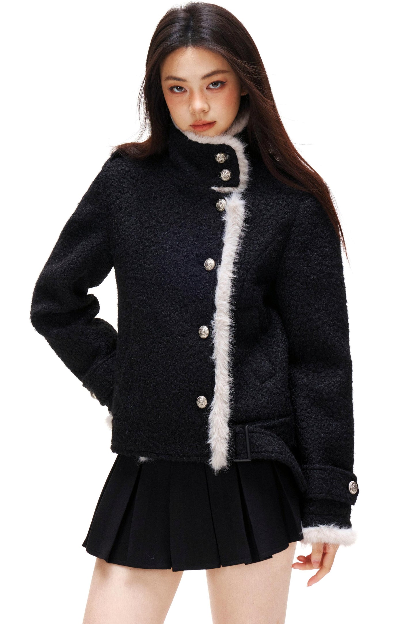 スタンドカラーモードコート