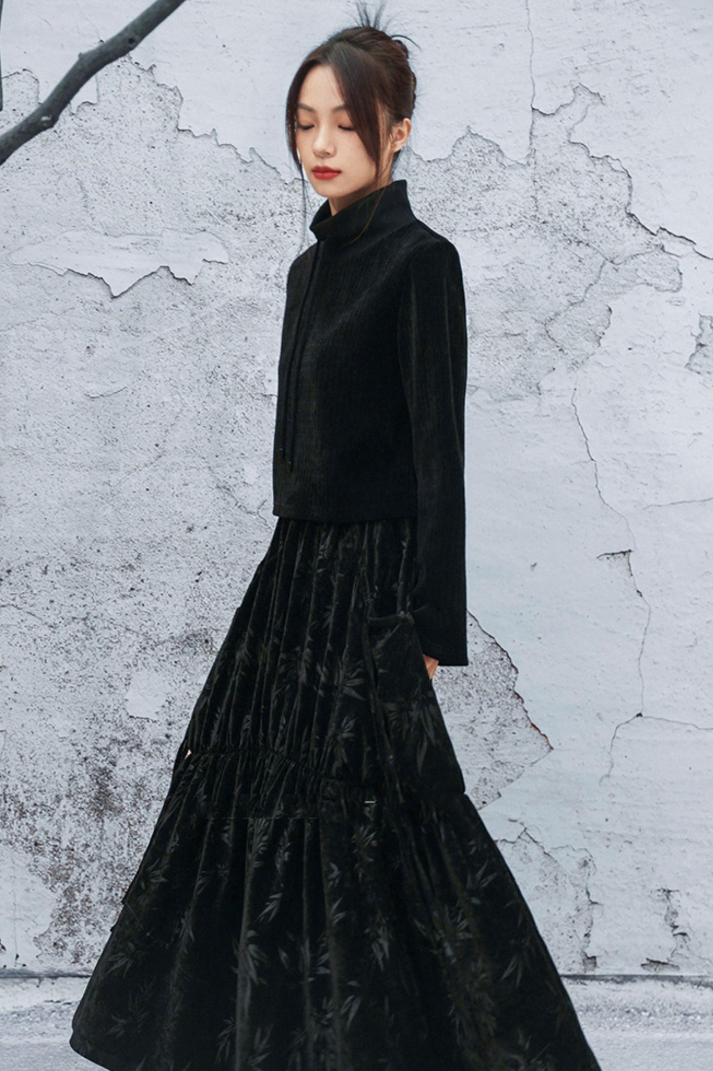 ダークバンブーリーフスカート