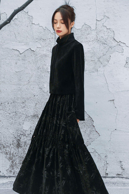 ダークバンブーリーフスカート