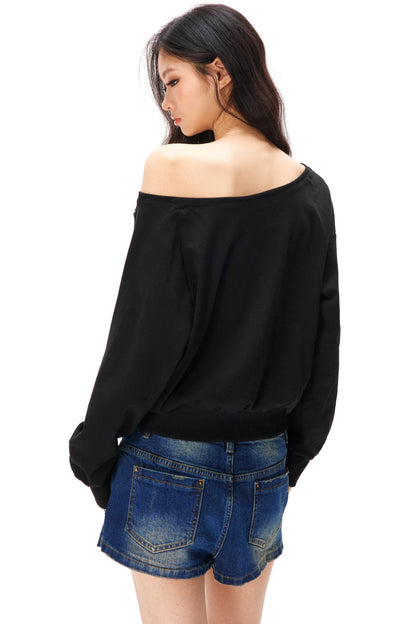 アシメトリカルオフショルダースウェット