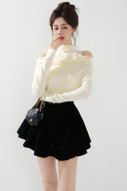 French Knit Off-Shoulder Top