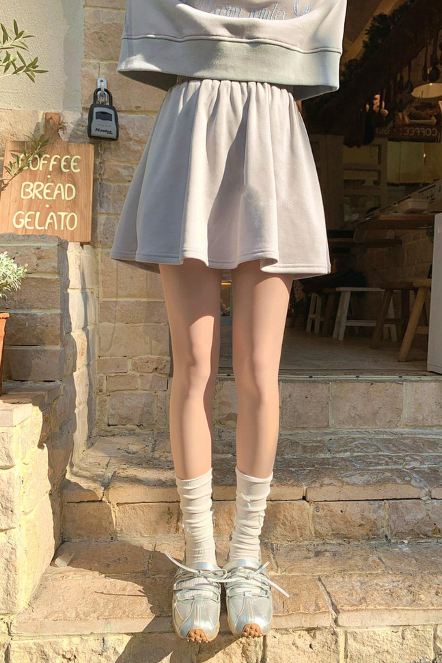 Ribbon Sweatshirt Top + Skirt