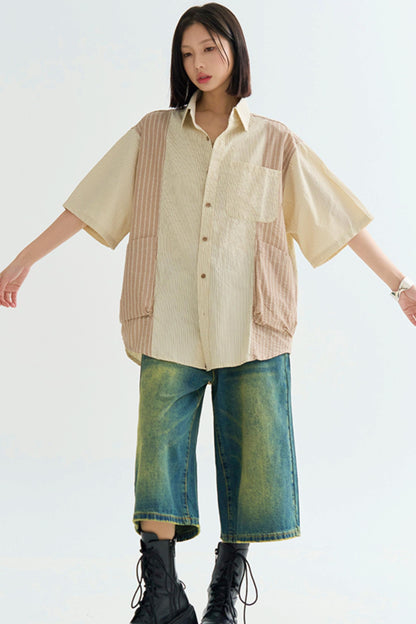 colorblock spliced shirt