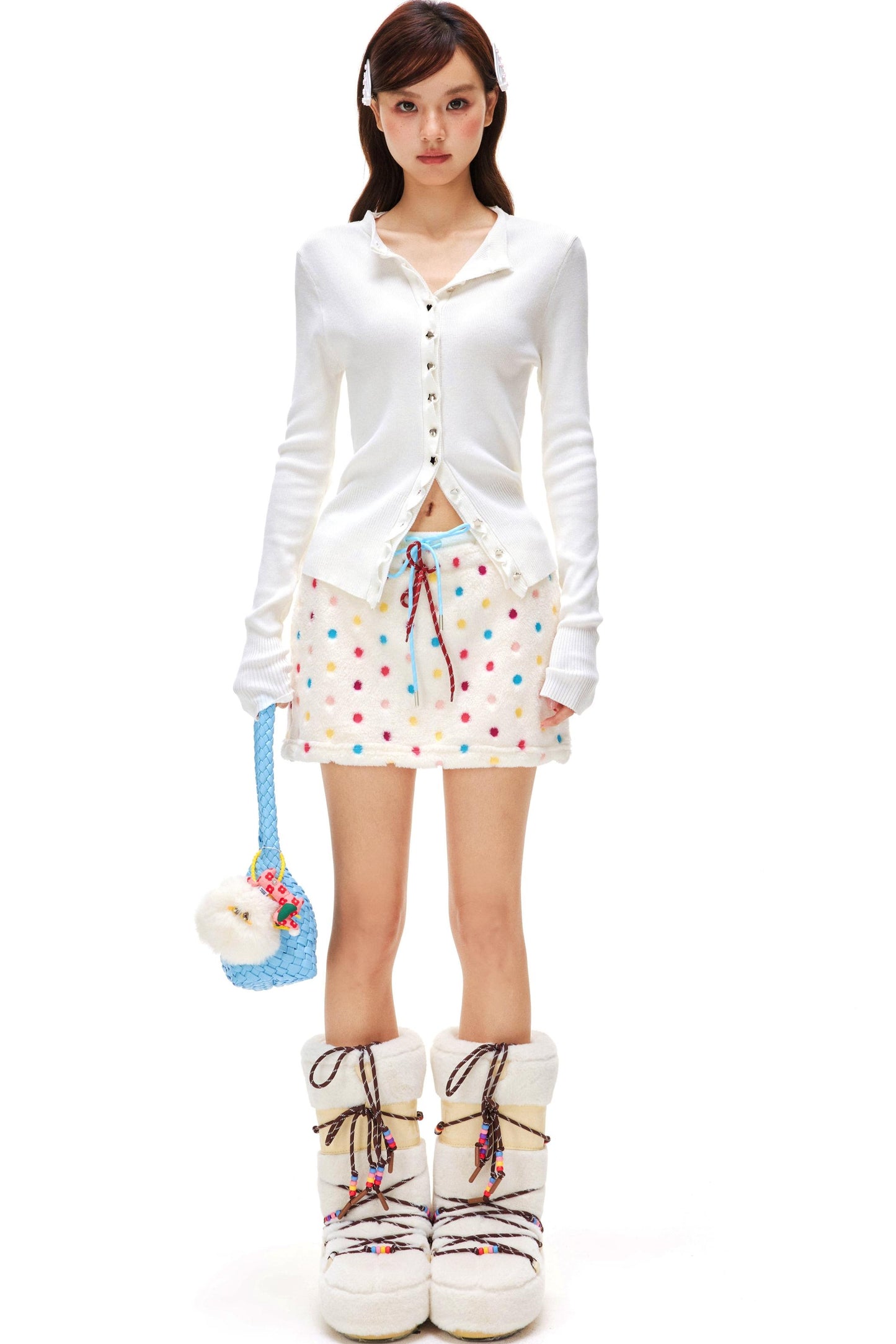Love Star Button Slim Cardigan