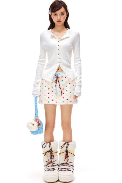 Love Star Button Slim Cardigan