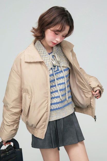 サテンコクーンダウンジャケット