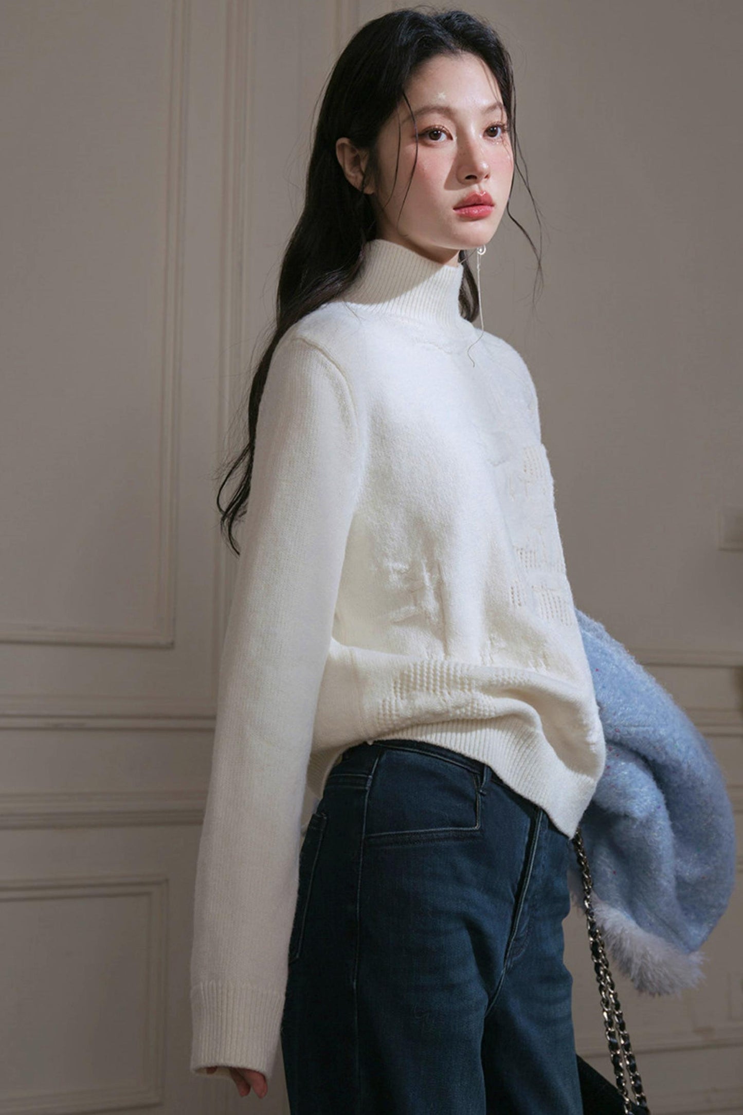 Milky White Turtleneck Top