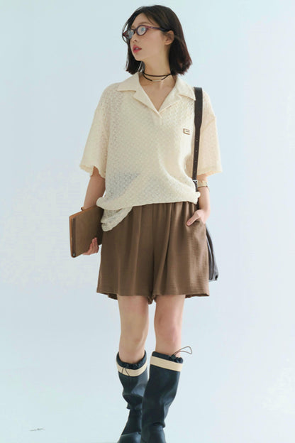Sheer Polo Neck T-Shirt