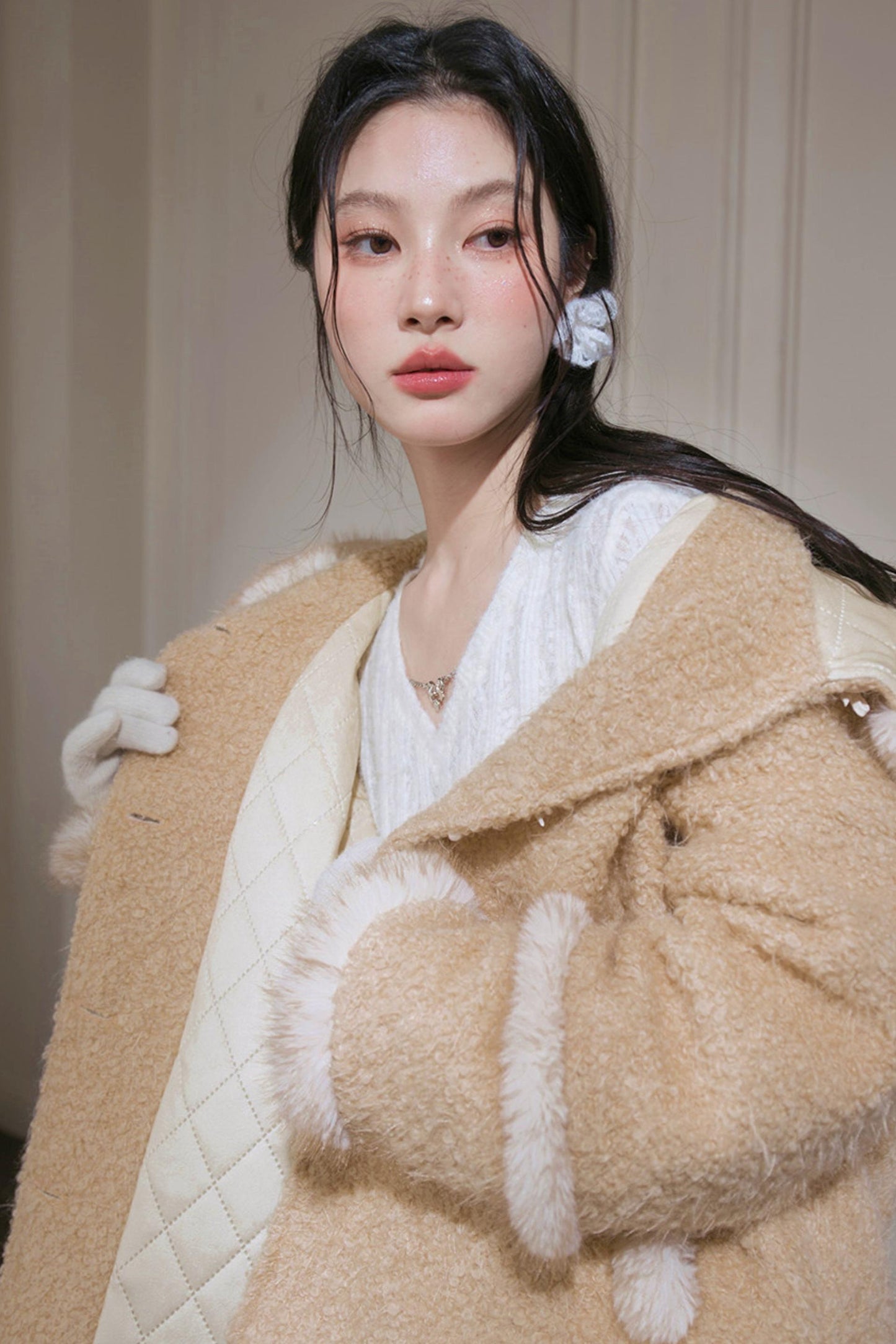 French Sweet Fur Hooded Coat