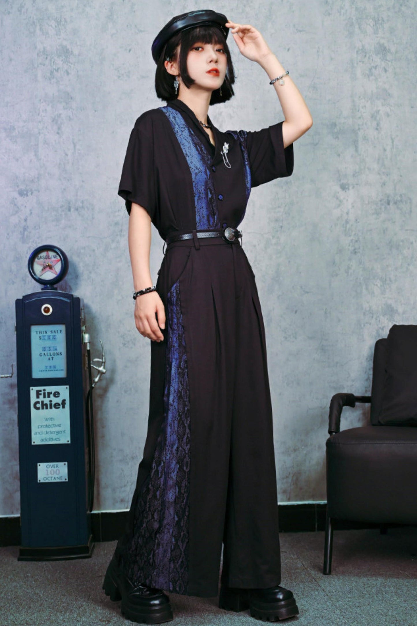 Snakeskin Print Pleated Wide-Leg Pants