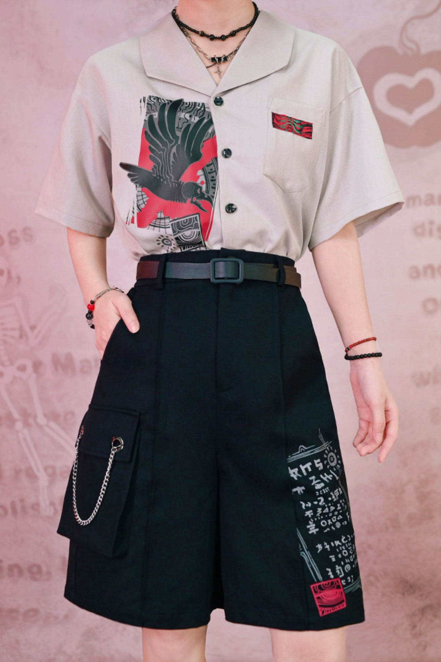 暗号チェーンワイドショートパンツ