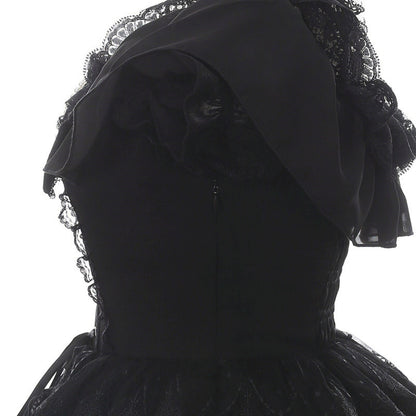 オフショルダー地雷レースドレス+ネックリング