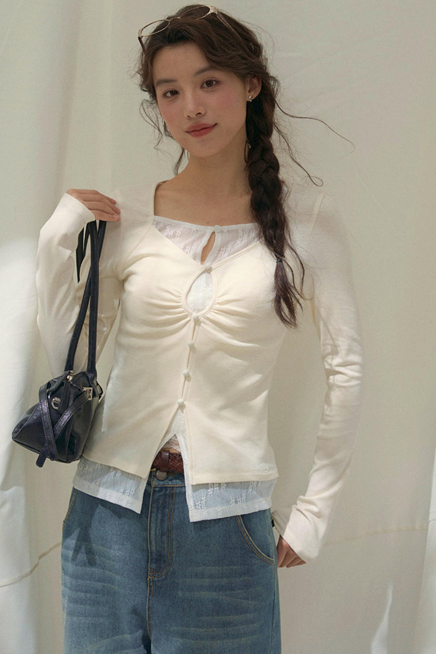 Seashell Lace Layered Top