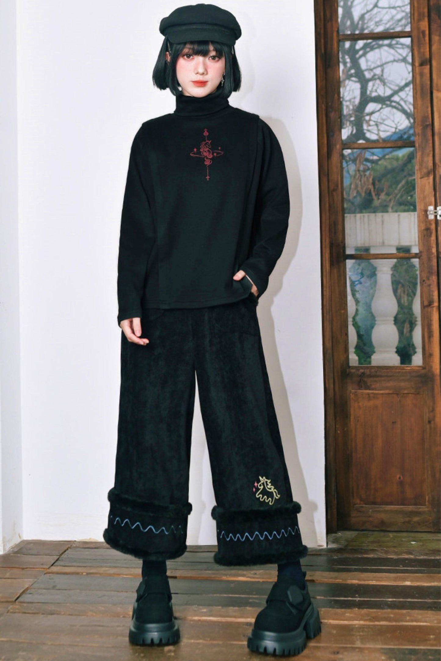 モードエンブロイダードシェニールパンツ