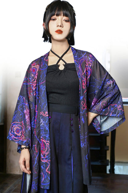 黑色纹理吊带背心