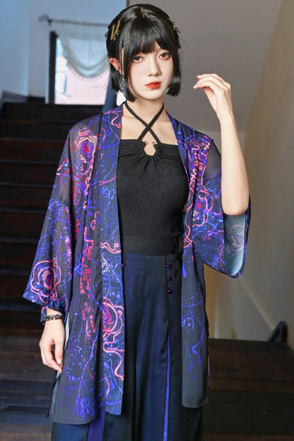 黑色纹理吊带背心