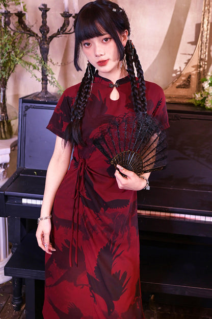 Abito Cheongsam Rosso e Nero