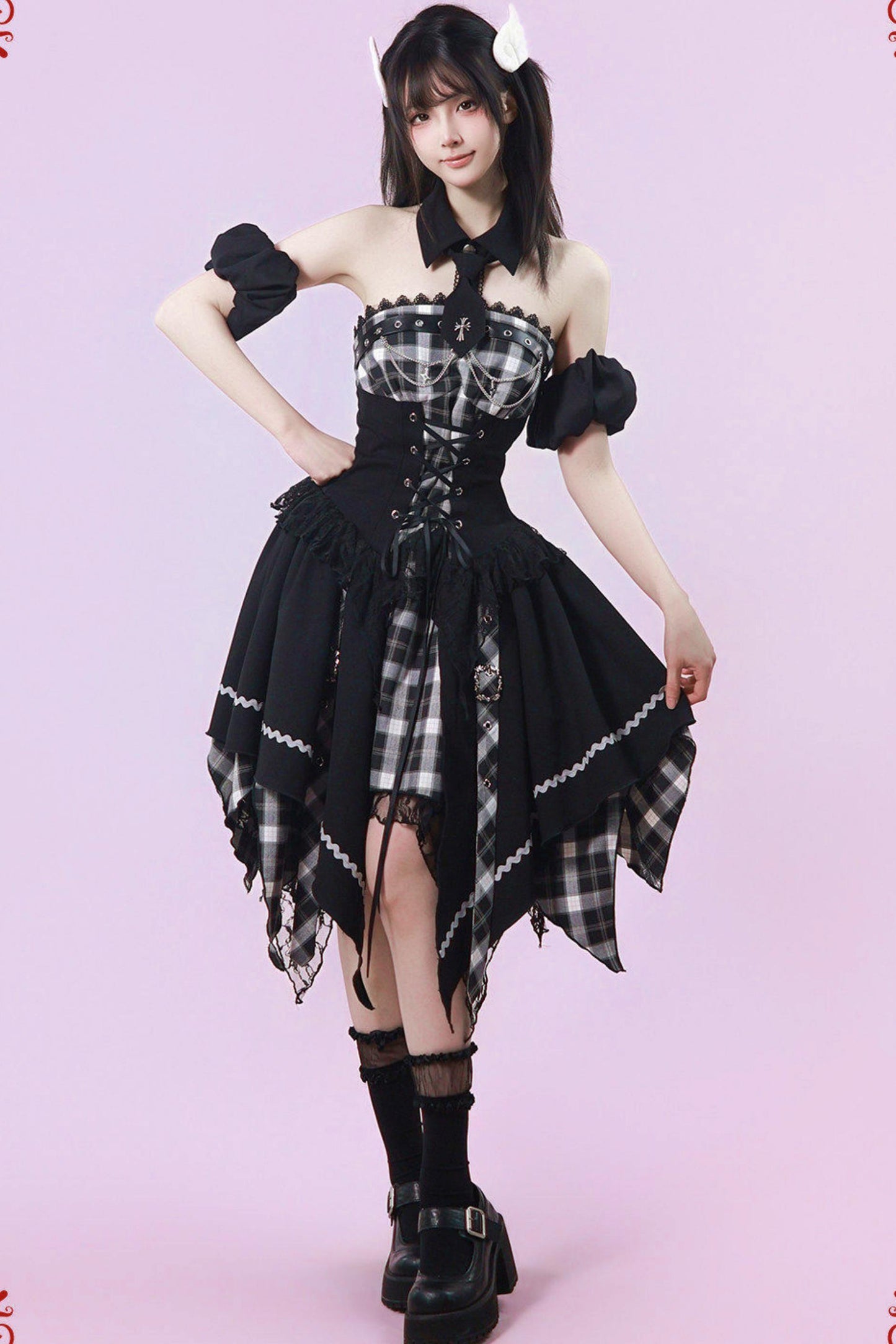 Robe punk gothique subculturelle à carreaux