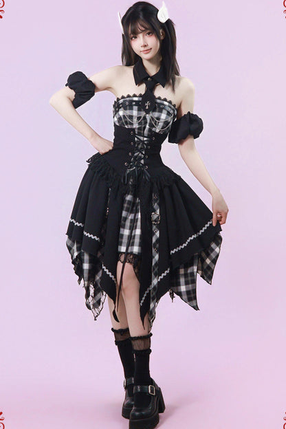 Robe punk gothique subculturelle à carreaux