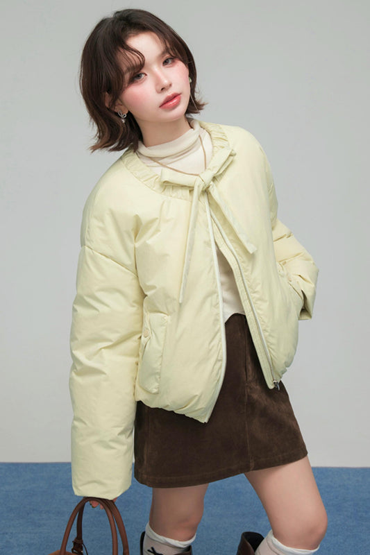 リボンショートダウンジャケット