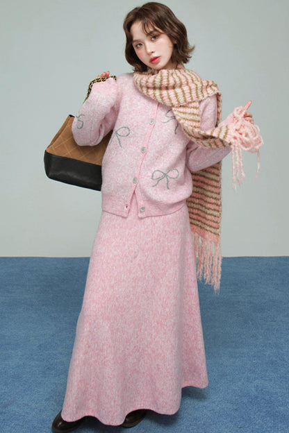 スウィートジャカードニットカーディガンセット