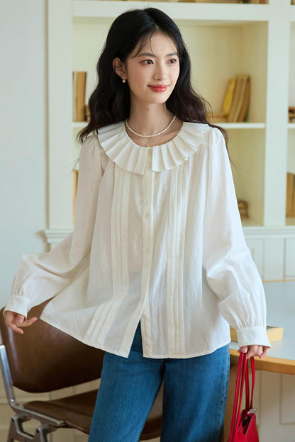 Chic puff sleeve doll collar blouse