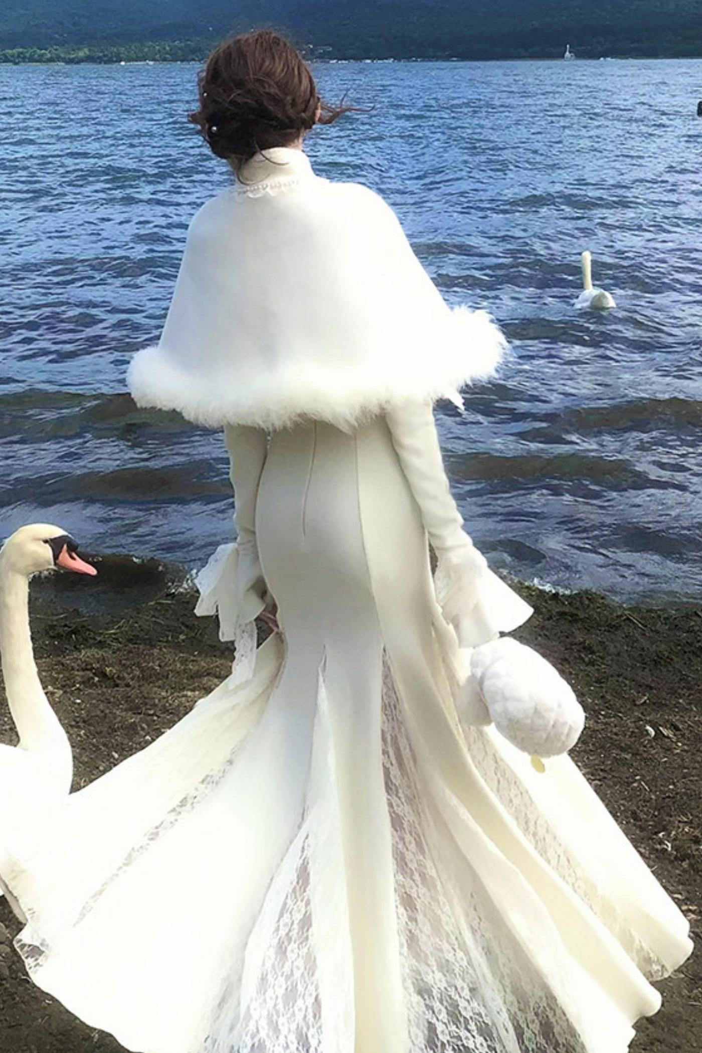 French Lace Waist Slimming Dress + Soft White Longline Croque